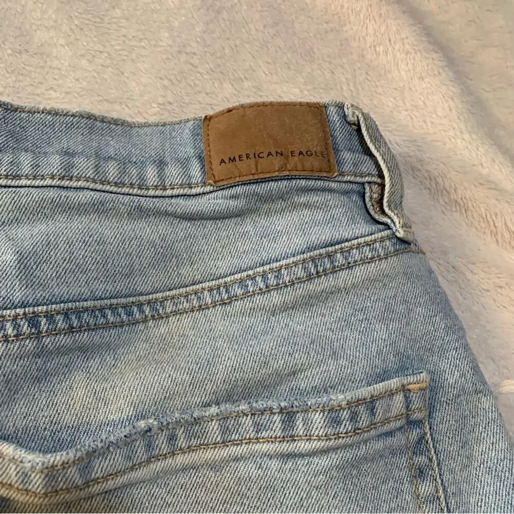 American Eagle Outfitters women's size 12 L Light Blue Distressed Jean Shorts